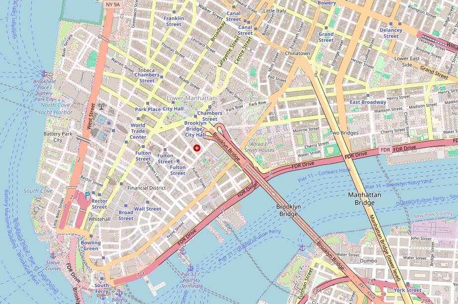 纽约下城的 OpenStreetMap 真实地图